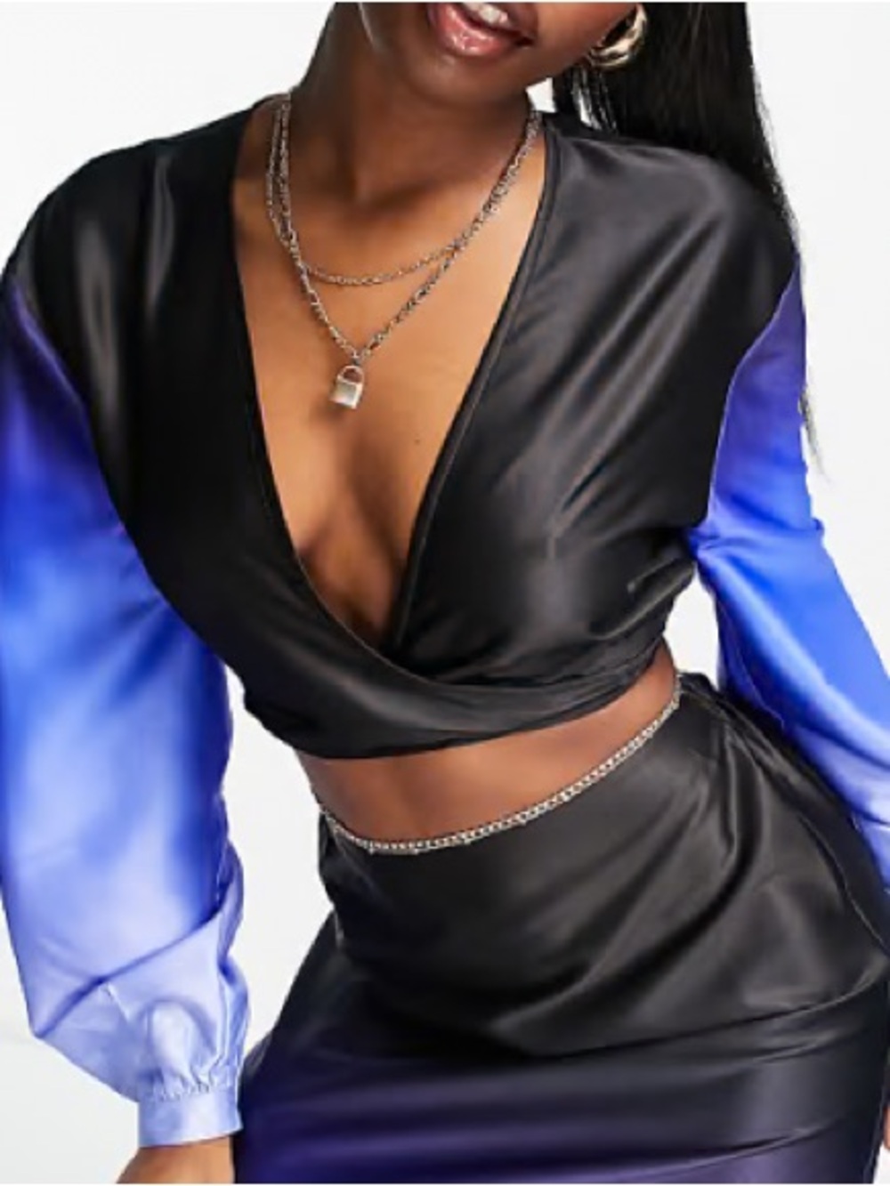 ASOS Design Blue Ombre Top Nordstrom Black Garment with Retail Tag